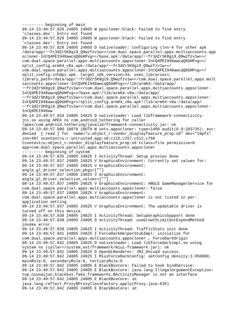 App Cloner Error Log Analysis | PDF | Android (Operating System ...