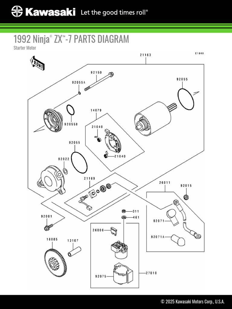 1992 Ninja® ZX™-7 Starter Motor | PDF