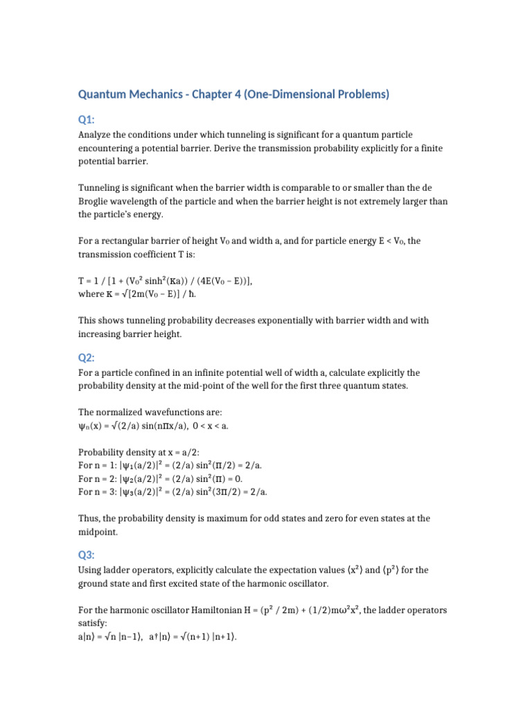 Quantum Mechanics: Tunneling & Probability Density | PDF