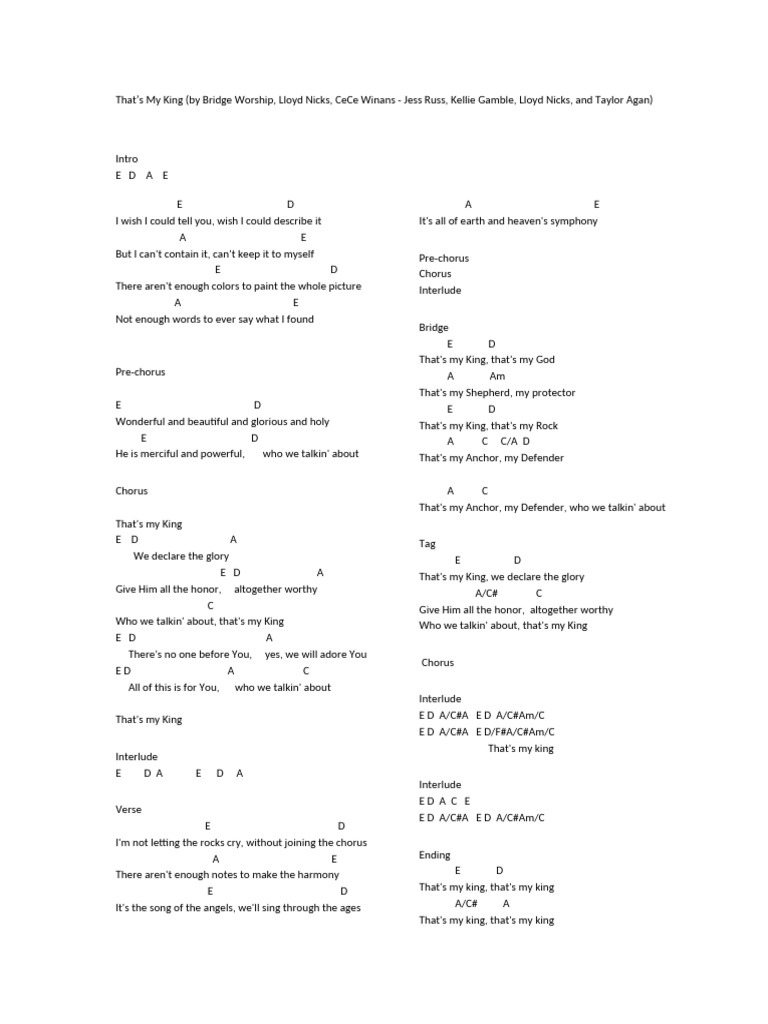 That's My King Worship Lyrics | PDF | Song Structure | Religious Belief And Doctrine