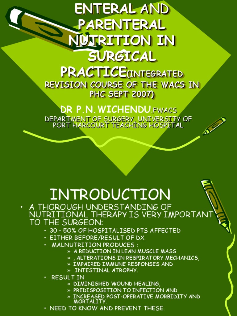 Enteral and Parenteral Nutrition in Surgery | PDF | Food Energy | Nutrition