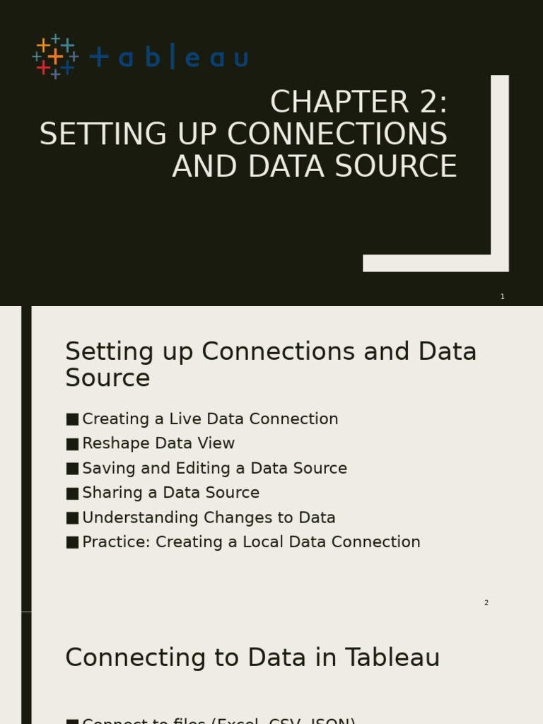 Setting Up Data Connections in Tableau | PDF