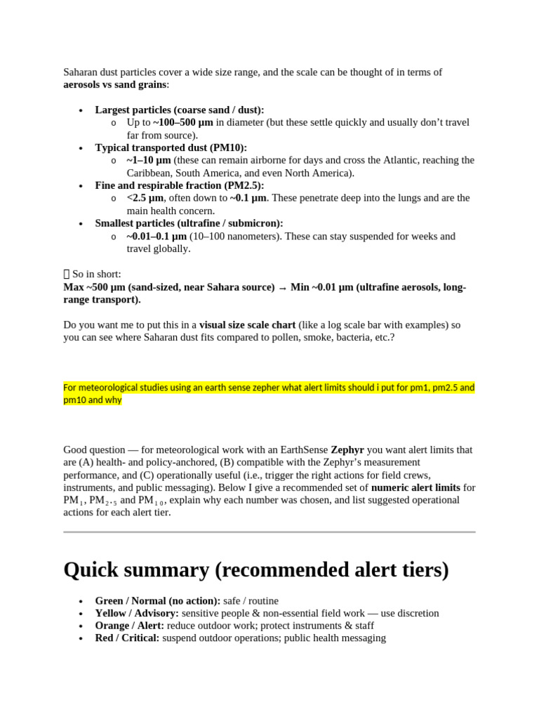 Quick Summary (Recommended Alert Tiers) | PDF | Particulates
