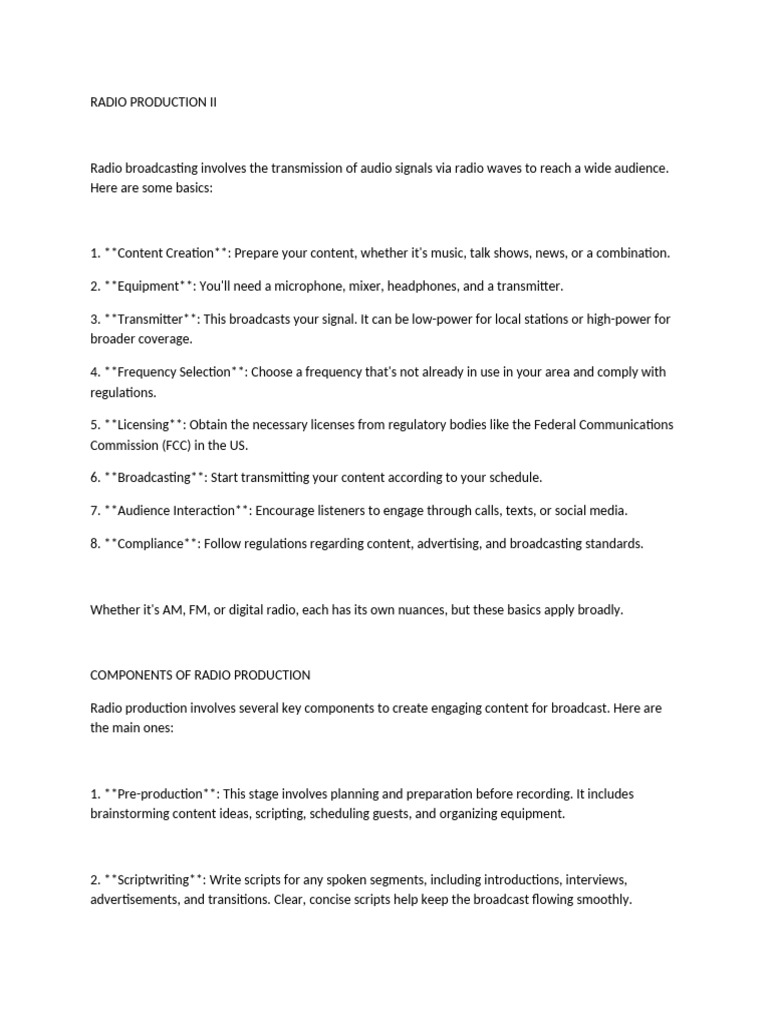 Radio Production Notes-Wps Office | PDF | Transmitter | Broadcasting