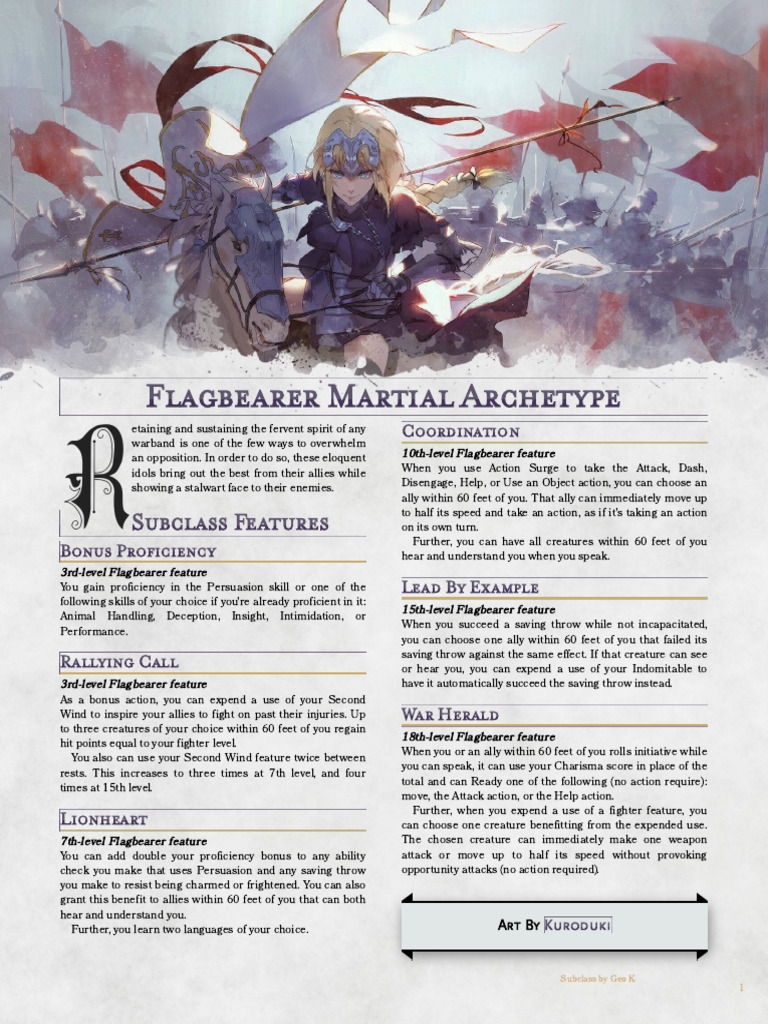 Flagbearer Martial Archetype Guide | PDF