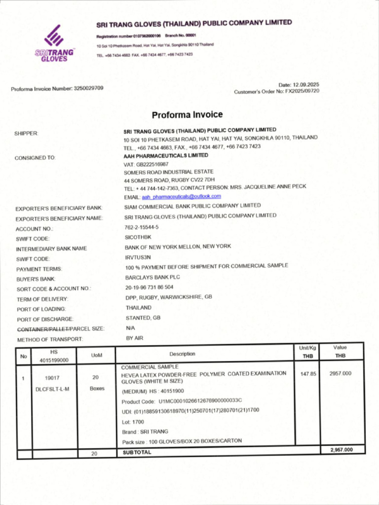 Proforma Inv 3250029715 | PDF