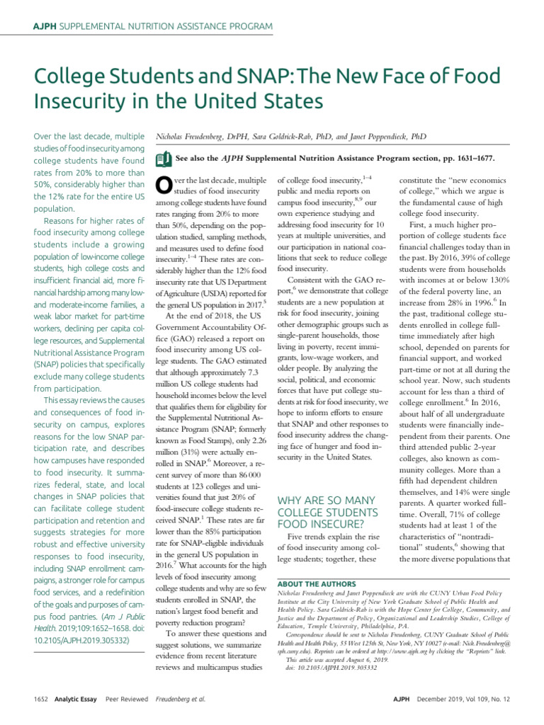 College Students and Food Insecurity Trends | PDF | Supplemental ...