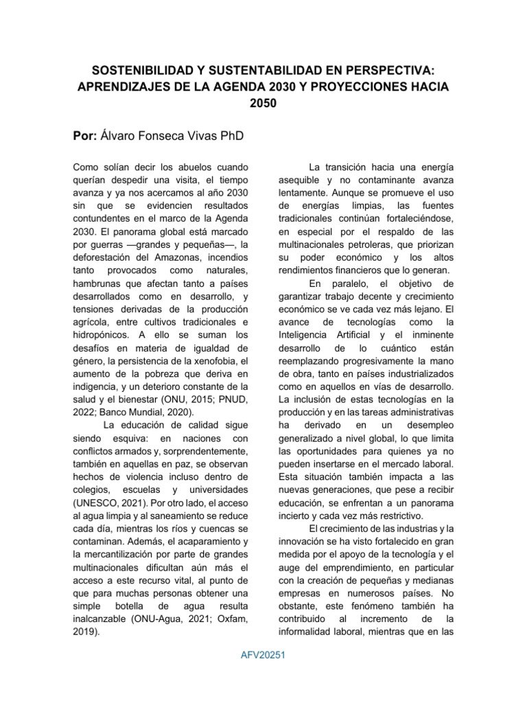 Sostenibilidad y Agenda 2030: Retos 2050 | PDF | Sustentabilidad