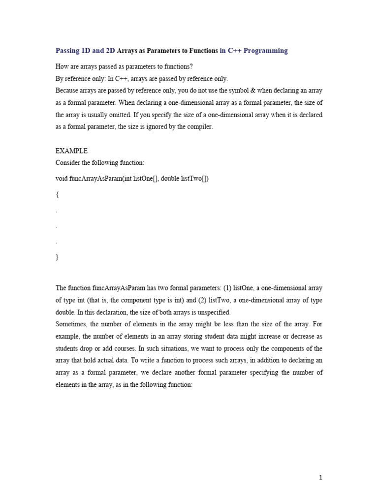 Passing 2D Arrays in C++ Functions | PDF | Parameter (Computer ...