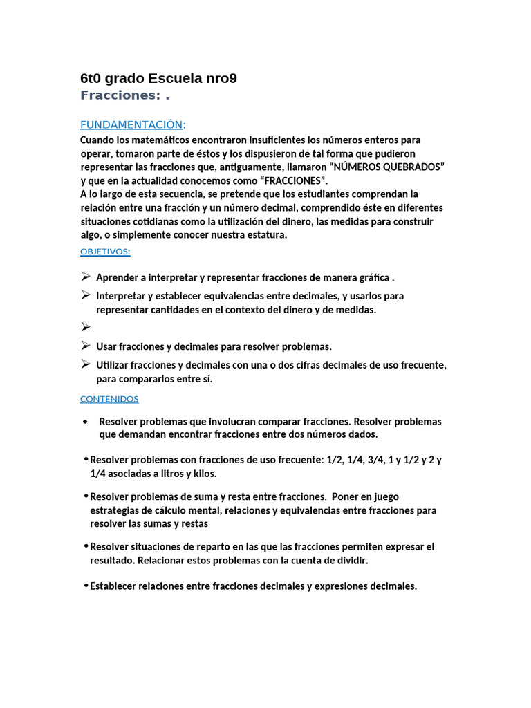 Fracciones para 6to Grado: Guía Didáctica | PDF | Decimal | Teoría de ...