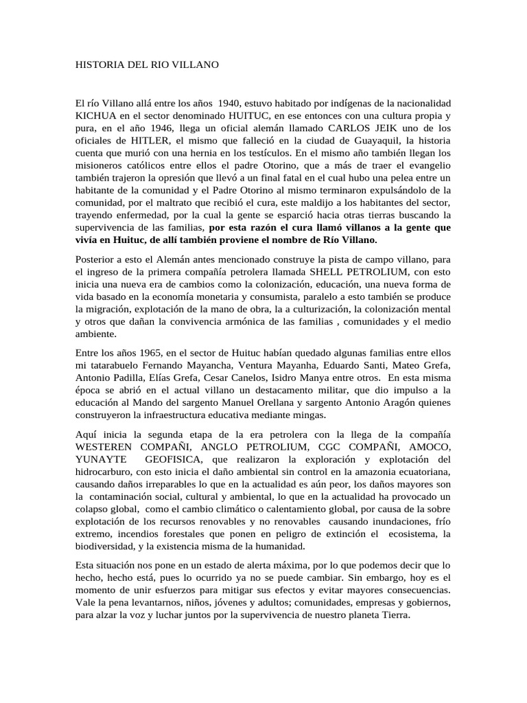 Historia Del Rio Villano | PDF | Contaminación | Residuos