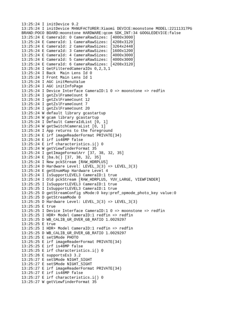 Xiaomi POCO Camera Initialization Log | PDF | Smartphone | Tablet Computer