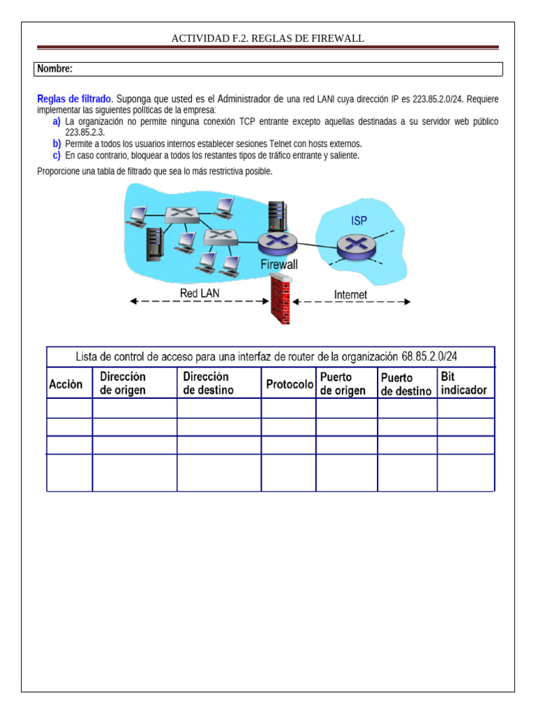 Actividad F.2. Reglas de Firewall | PDF