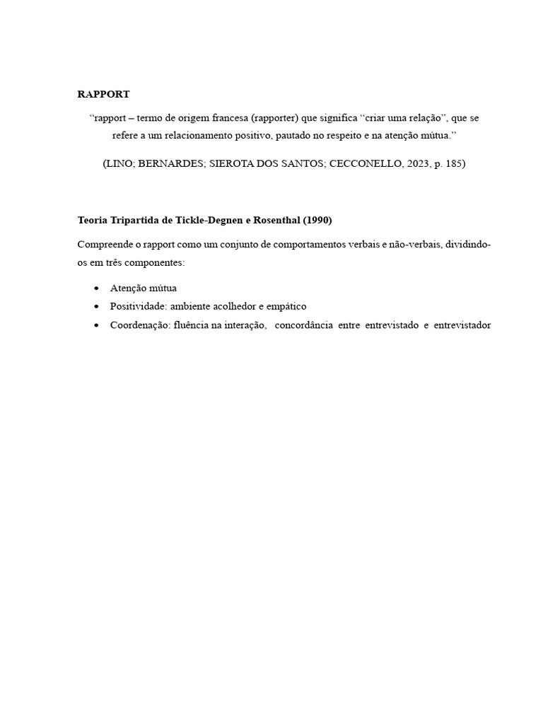 O que é Rapport e suas Técnicas | PDF | Empatia | Comunicação