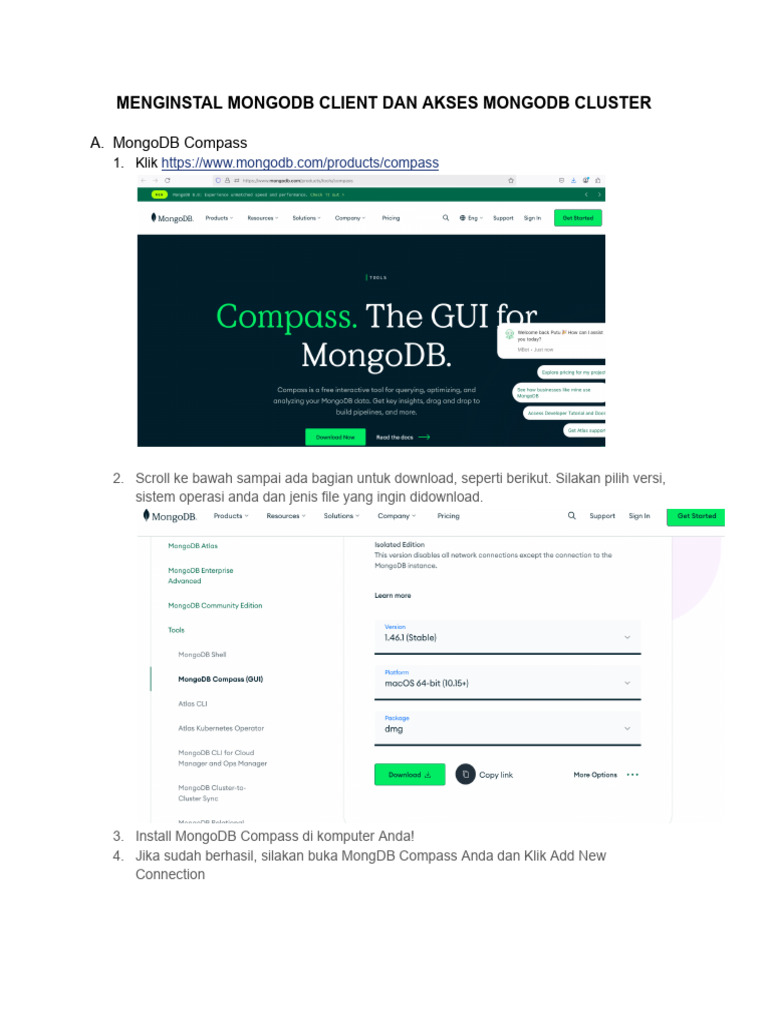 Instalasi dan Akses MongoDB Compass | PDF
