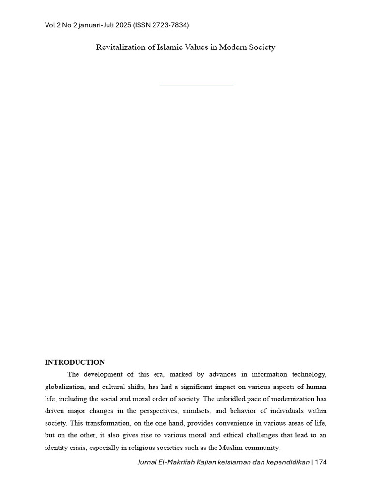 Revitalizing Islamic Values Today | PDF | Qualitative Research | Value ...