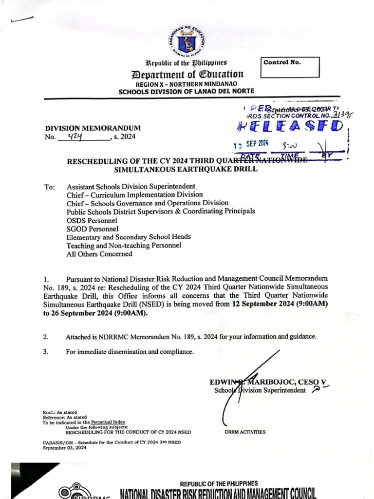 DRRM Memo For Opcrf | PDF