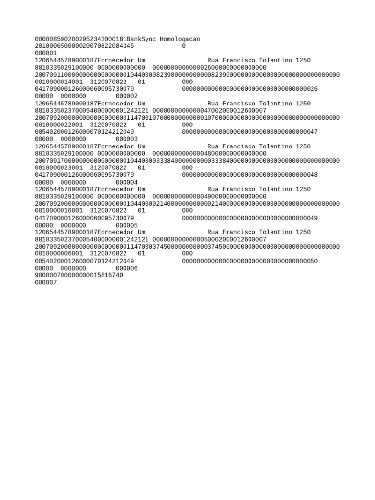 CNAB 500 Transactions Overview | PDF