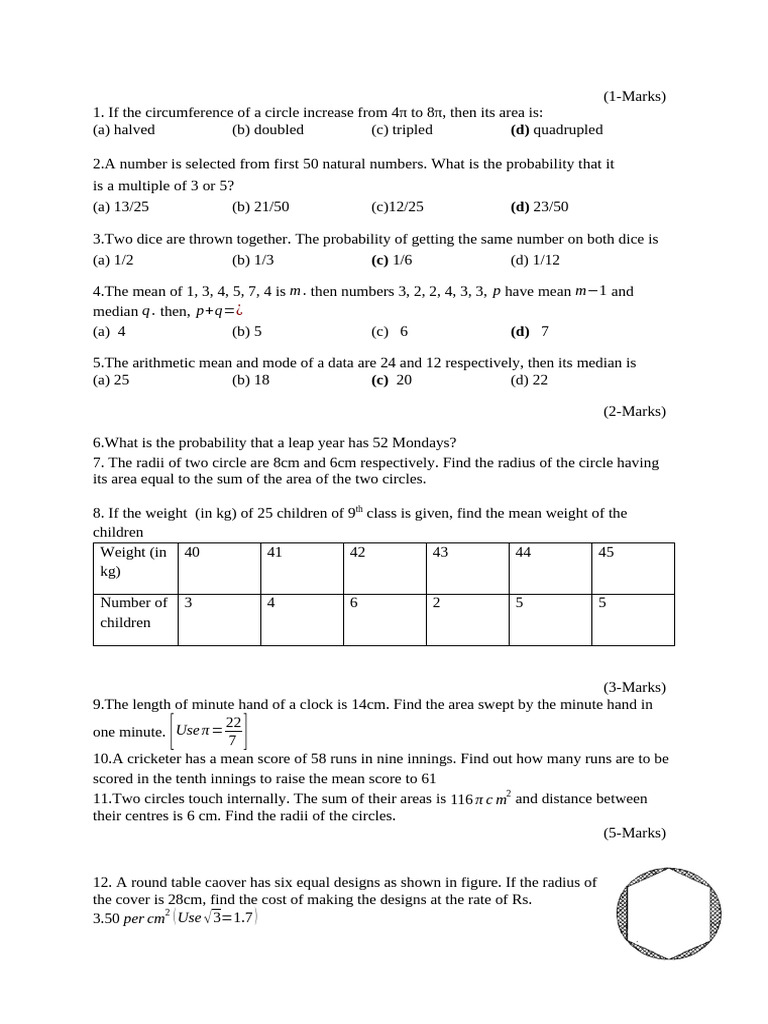 Math Probability and Statistics Questions | PDF