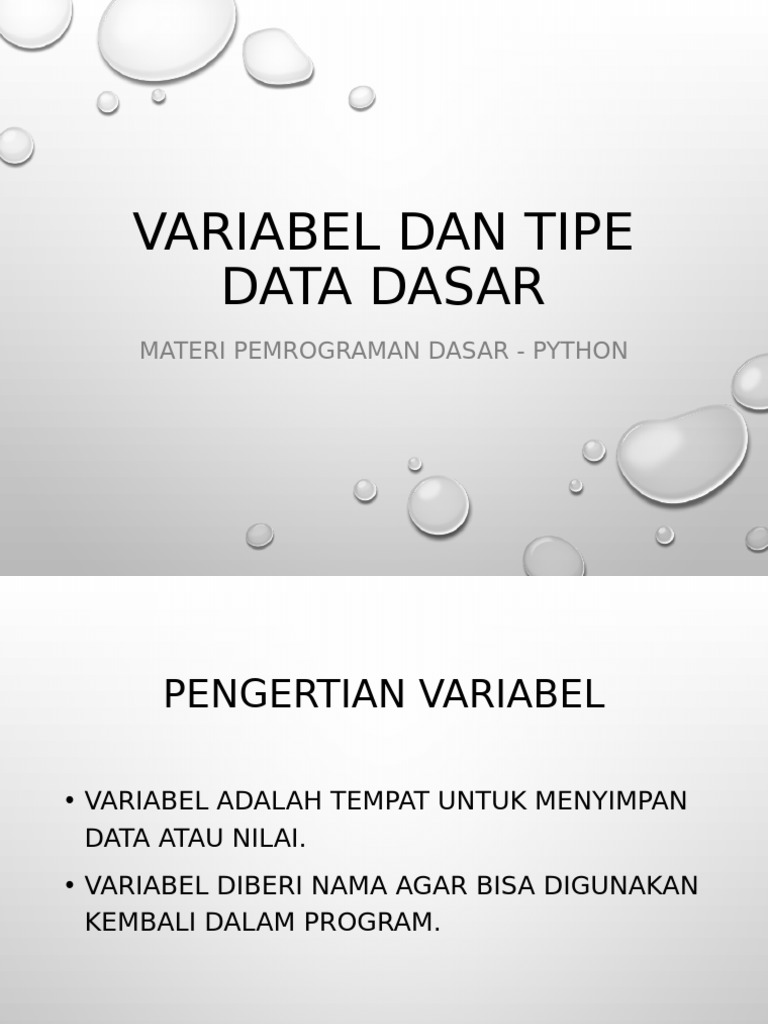 Minggu 3 Presentasi Variabel Dan Tipe Data | PDF