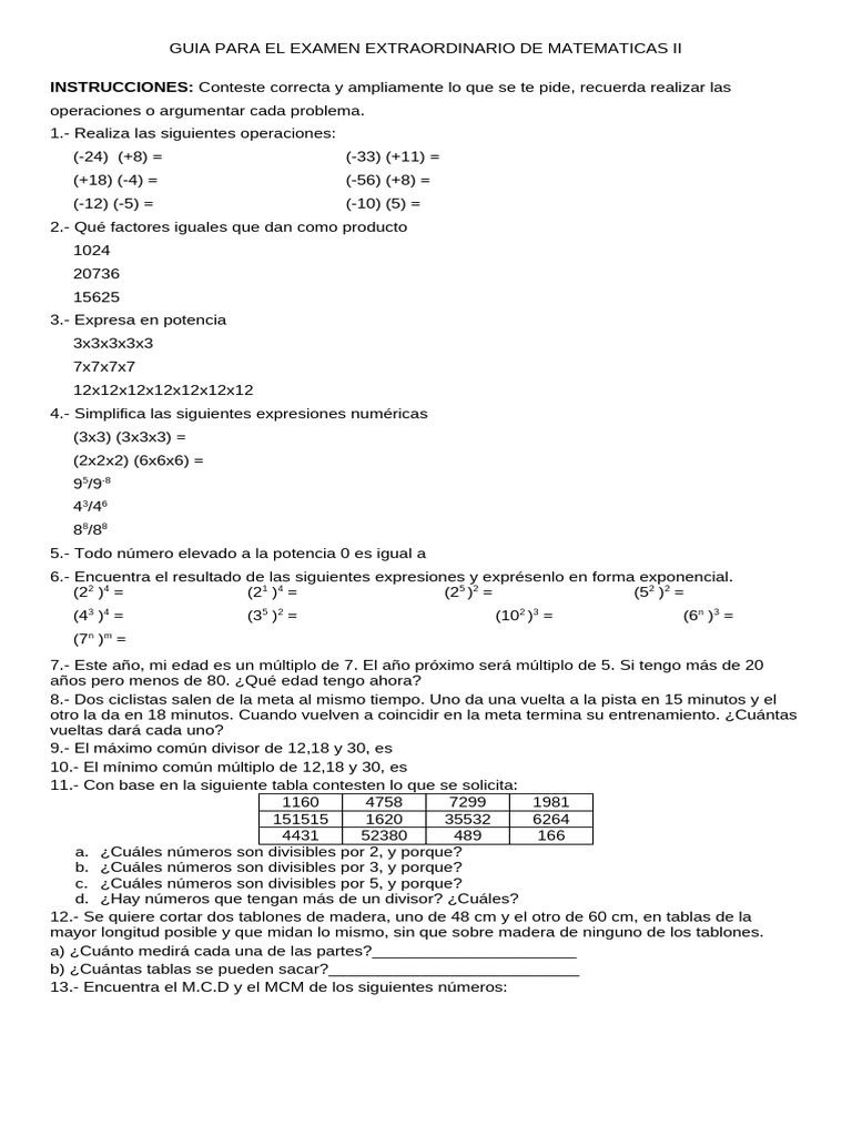 Guía Examen Extraordinario Matemáticas II | PDF | Probabilidad ...