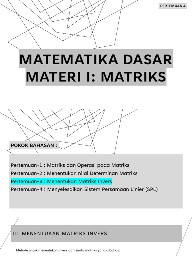 Matriks Invers dan SPL dalam Matematika | PDF
