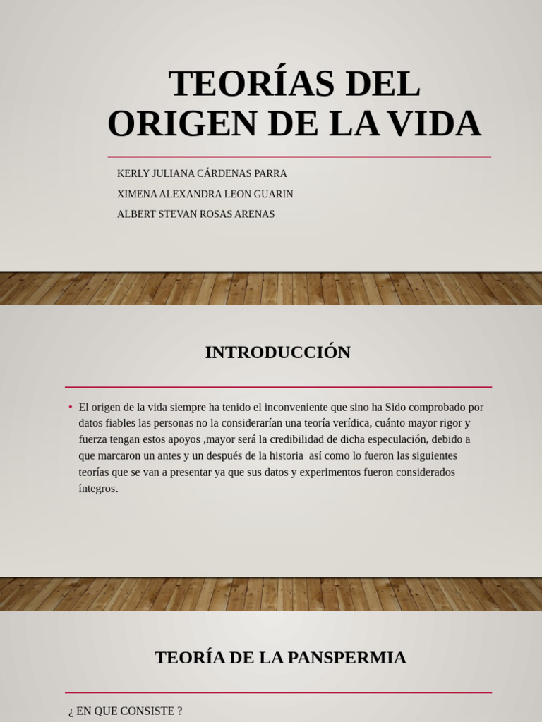 Teorías sobre el Origen de la Vida | PDF | Evolución | Conceptos biologicos