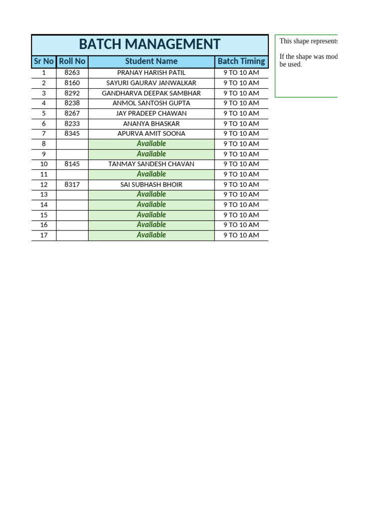 Batch Management Schedule 9-10 AM | PDF