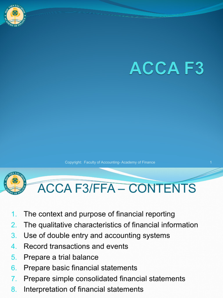 ACCA F3/FFA Financial Reporting Guide | PDF | Debits And Credits ...