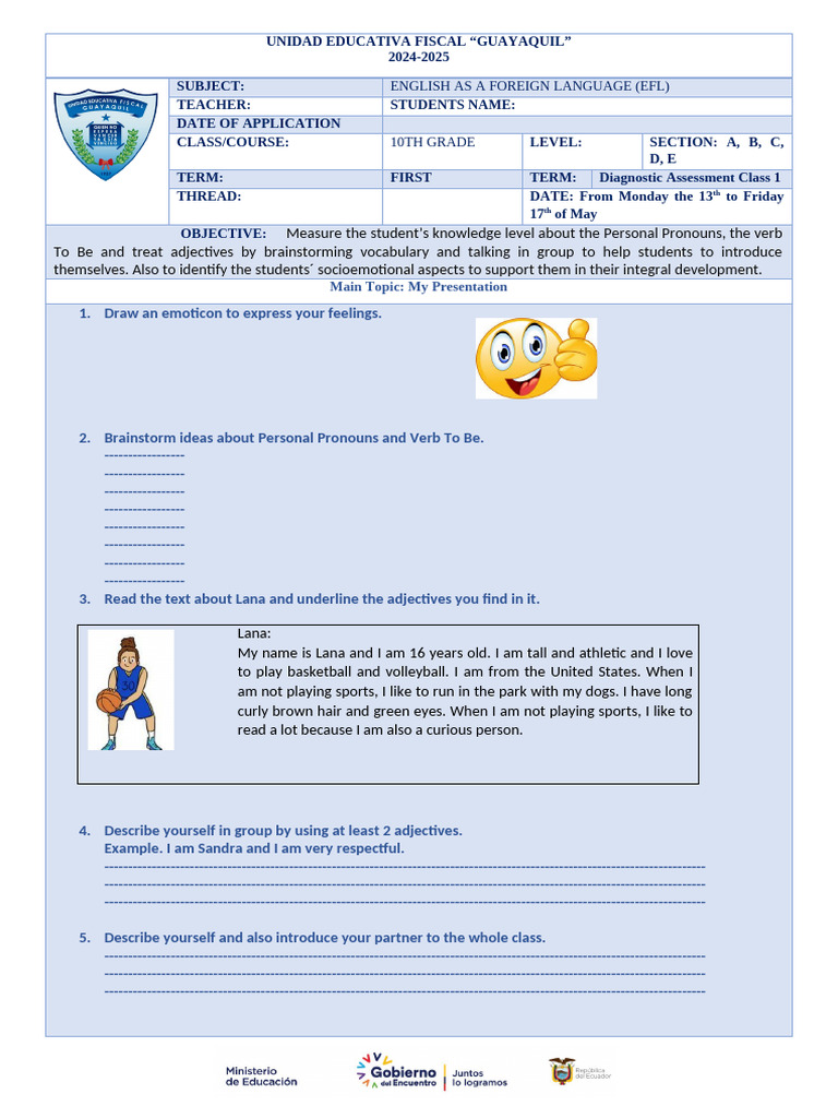EFL Diagnostic Assessment for 10th Grade | PDF | Language Families ...