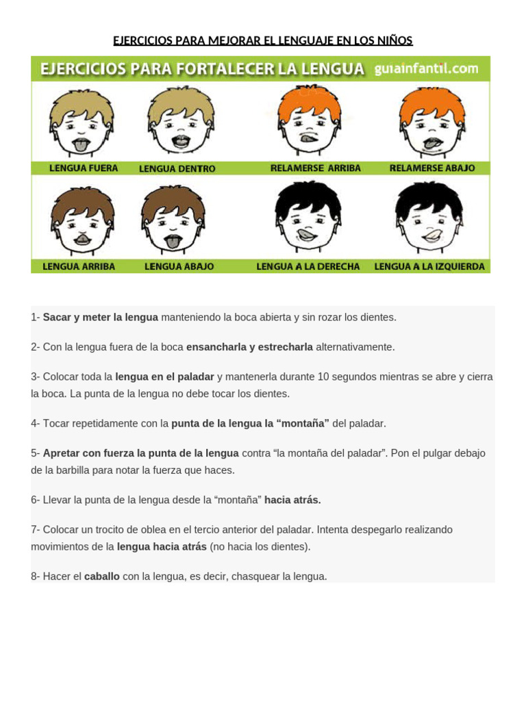 Ejercicios para Mejorar el Lenguaje Infantil | PDF | Boca