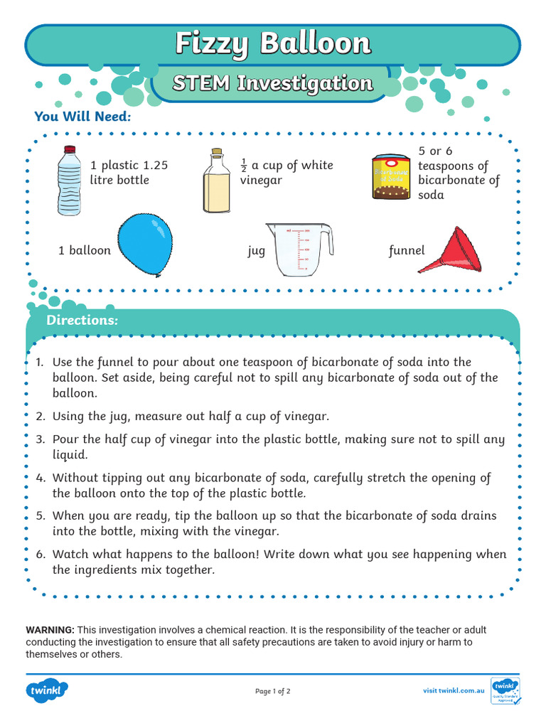 Fizzy Balloon STEM Experiment Guide | PDF | Soft Drink | Balloon