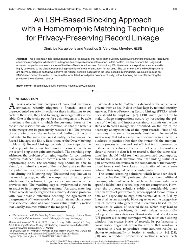 An LSH-based Blocking Approach With A Homomorphic Matching Technique ...