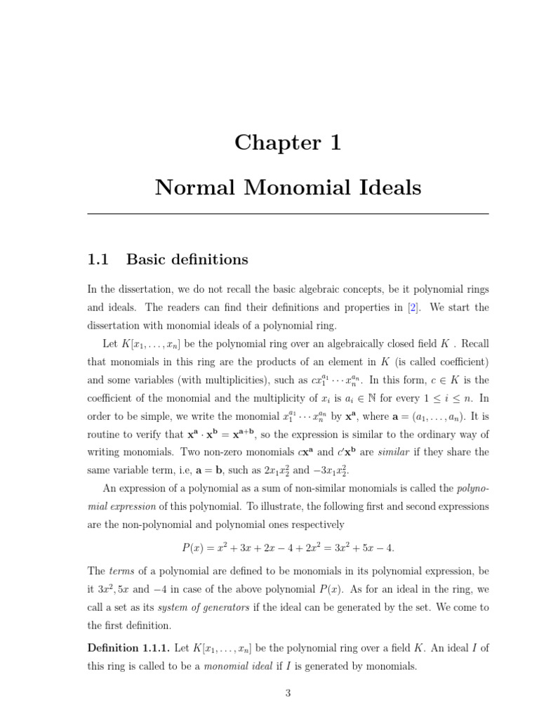 Understanding Monomial Ideals in Algebra | PDF | Ring (Mathematics ...