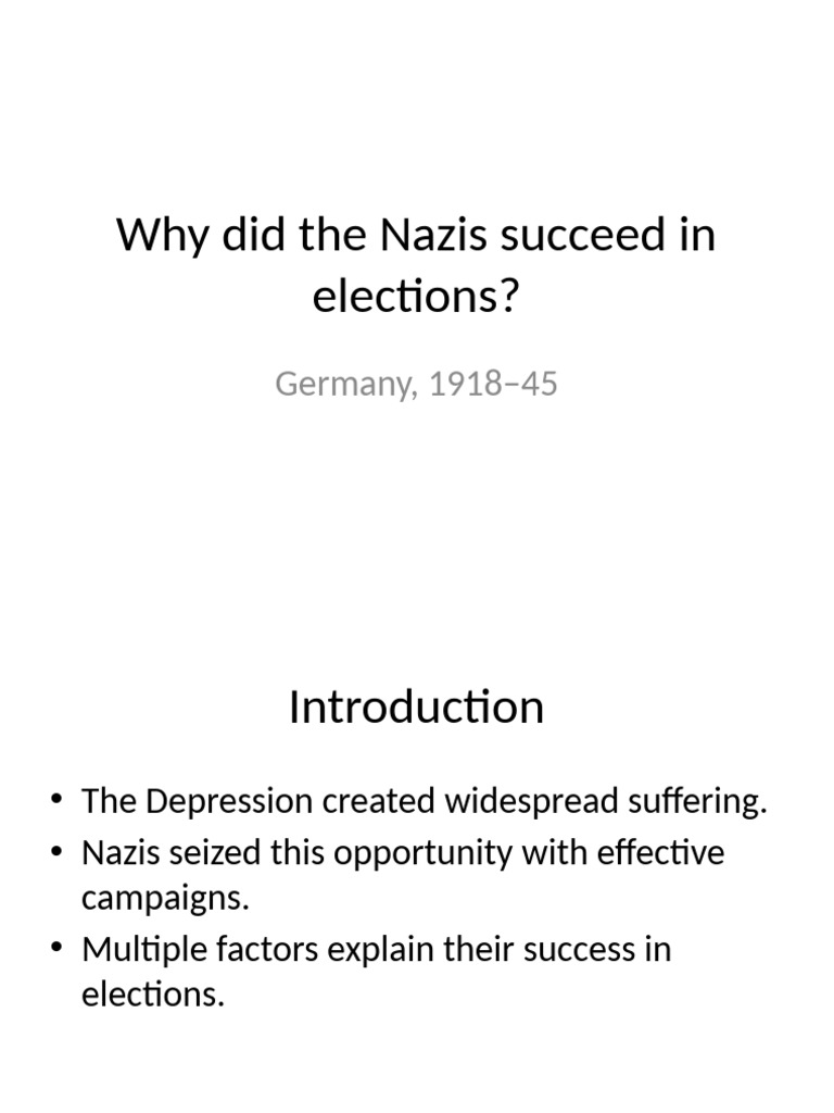 Factors Behind Nazi Electoral Success | PDF