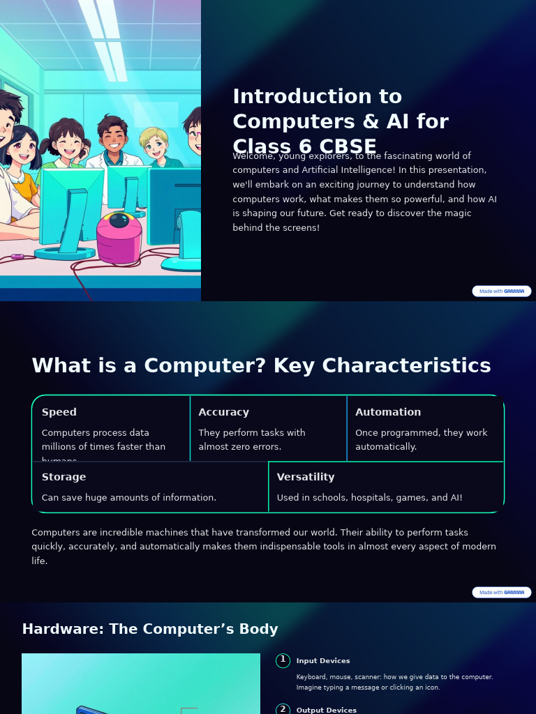 Computers & AI for Class 6 Students | PDF | Computer Data Storage ...
