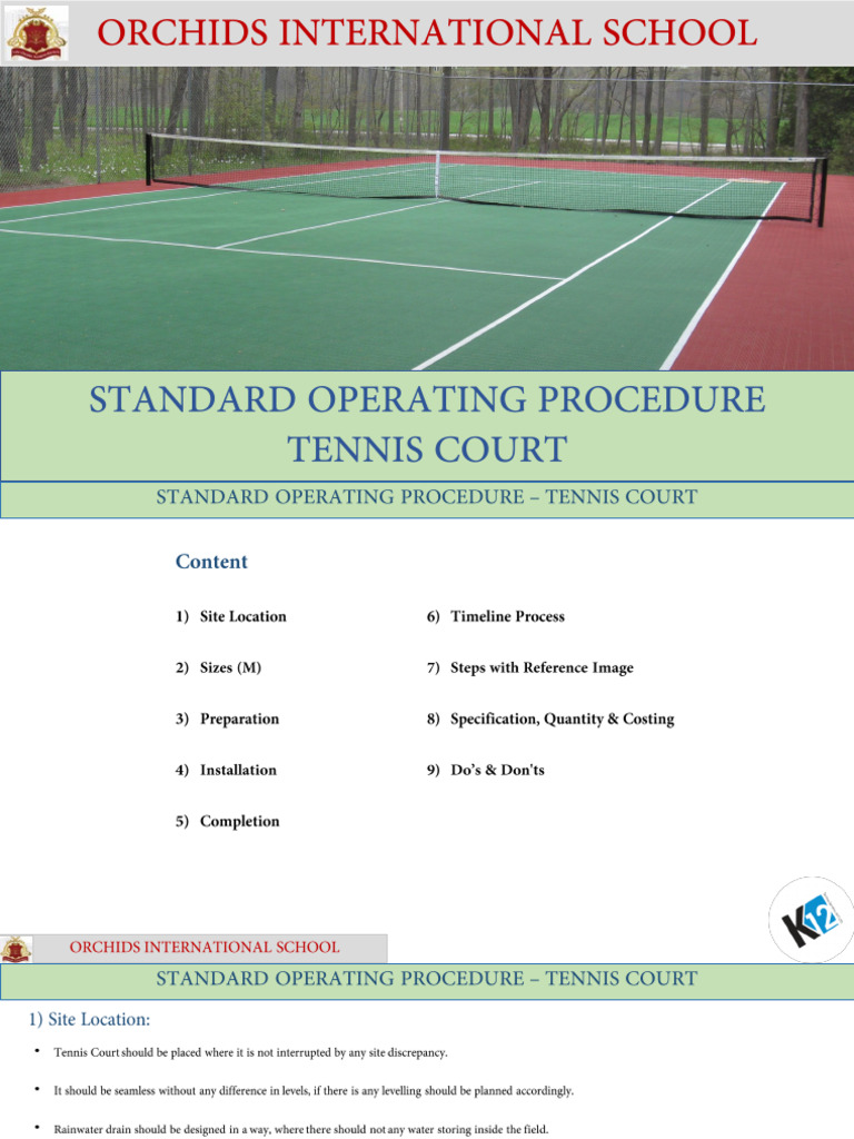 Sop for Tennis Court | PDF | Concrete | Paint