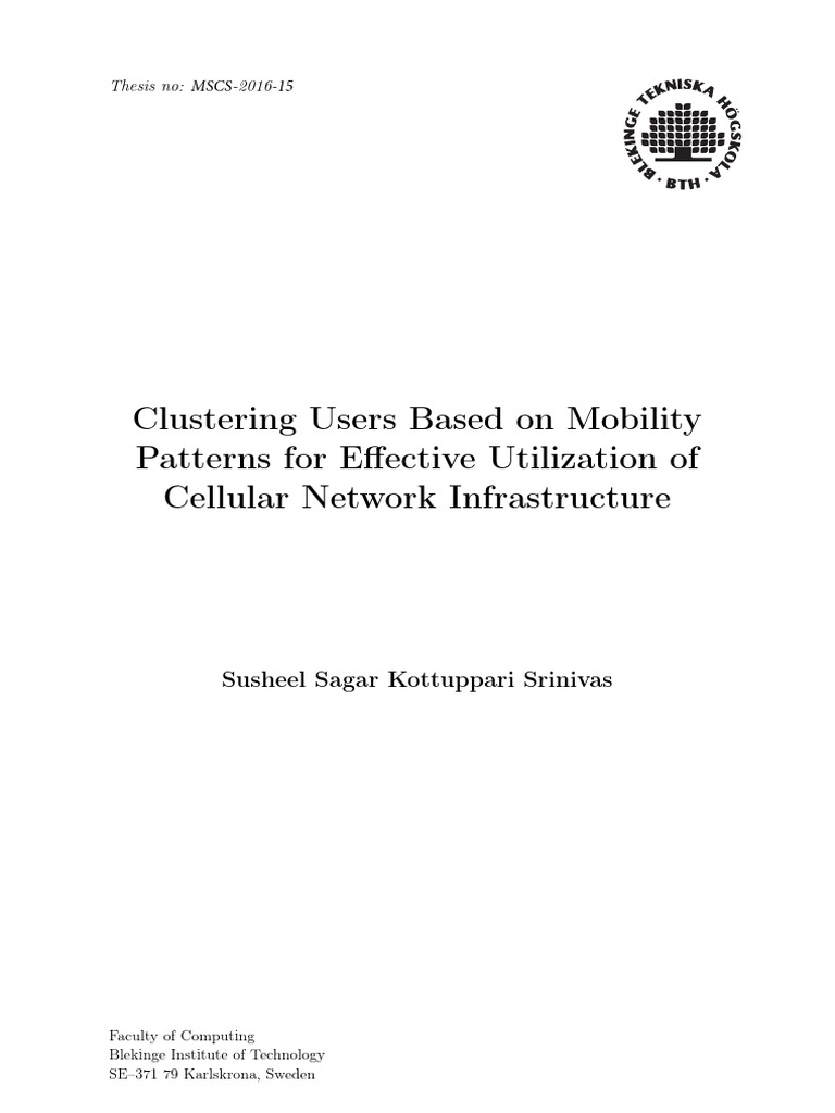 User Mobility Clustering for Network Efficiency | PDF | Cluster ...