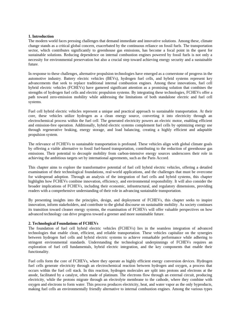 Fuel Cell Hybrid Electric Vehicle | PDF | Fuel Cell | Climate Change ...