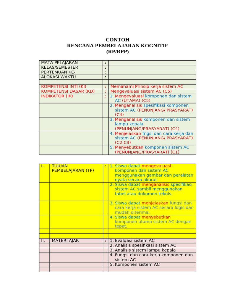 RPP Evaluasi dan Analisis Sistem AC | PDF
