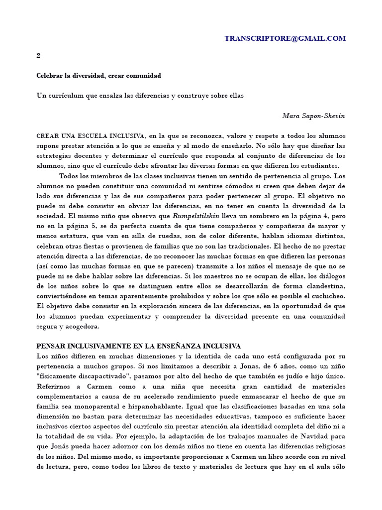 Inclusión y Diversidad en la Educación | PDF | Plan de estudios ...