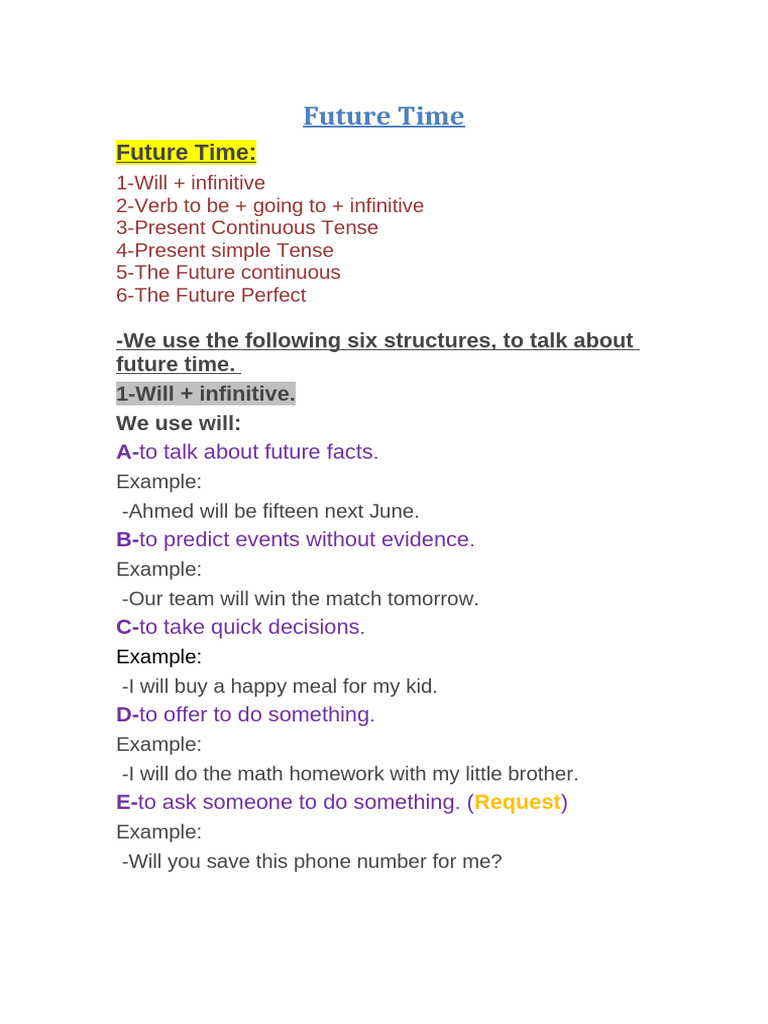 Future Time, Part 1 | PDF