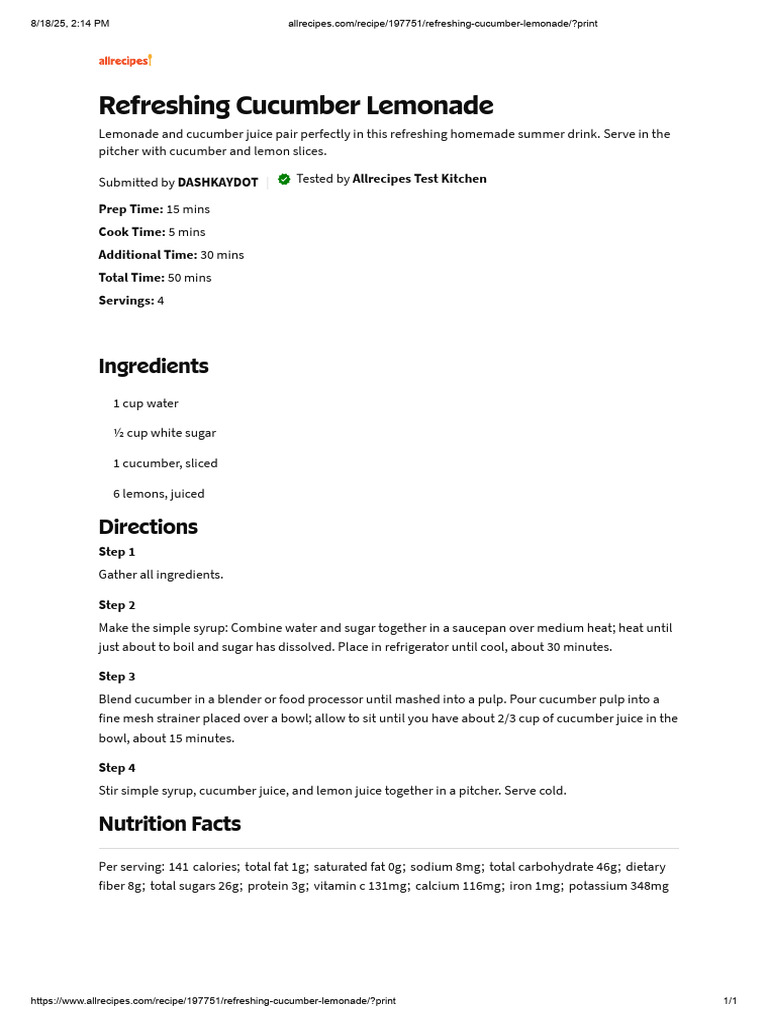 Cucumber Lemonade | PDF