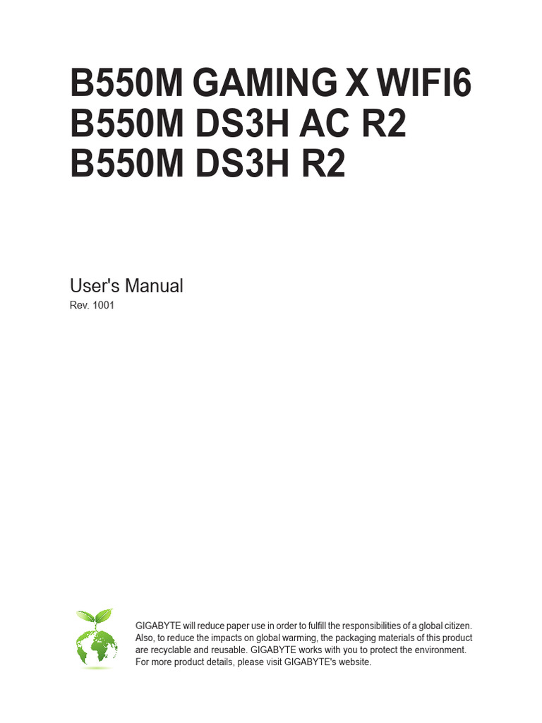 MB Manual B550m-Gaming-X-Wifi6 ds3h-r2 e | PDF | Hdmi | Usb