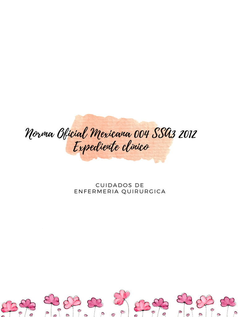 Norma Oficial Mexicana 004 SSA3 2012: Expediente Clínico | PDF ...