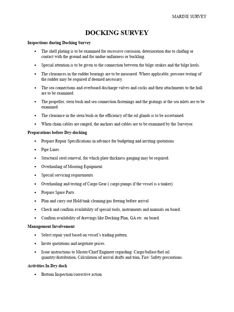 Docking Survey Inspection Guidelines | PDF | Propeller | Leak