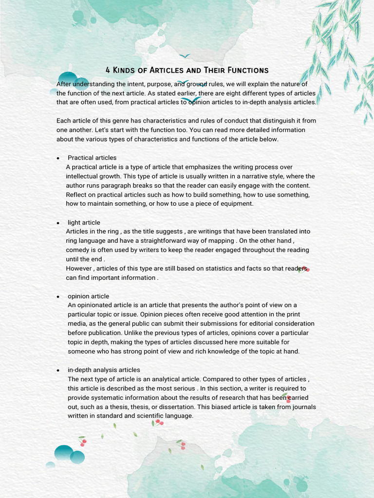 Four Types of Articles Explained | PDF