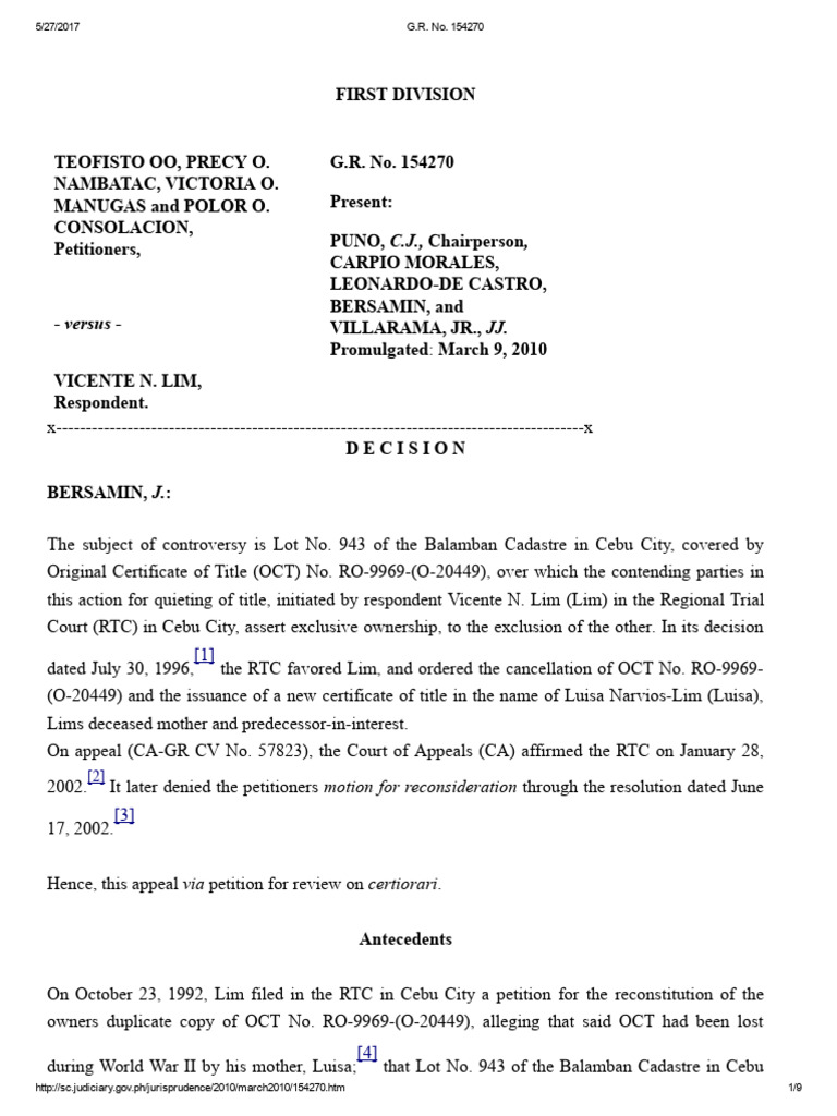 CIVIL - Oo Vs Lim - Attack On Title | PDF | Evidence | Burden Of Proof ...