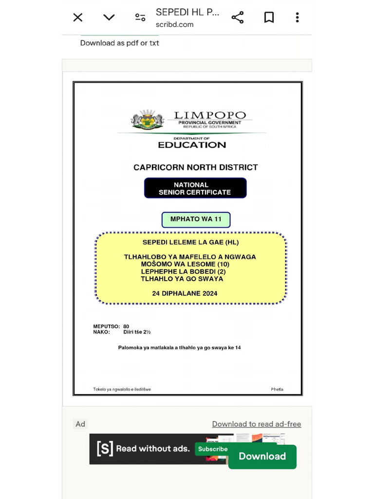 Sepedi 2024 Nov Memo | PDF