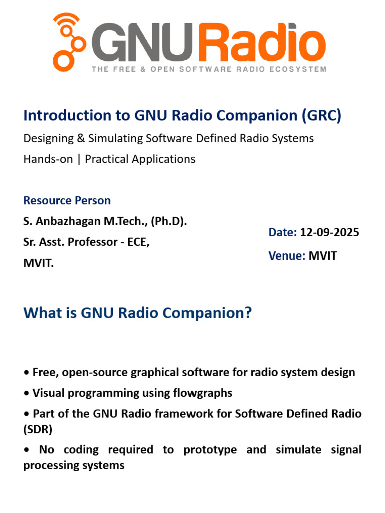 Introduction to GNU Radio Companion | PDF | Software Defined Radio ...